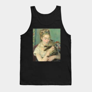 Woman with a Cat by Auguste Renoir Tank Top